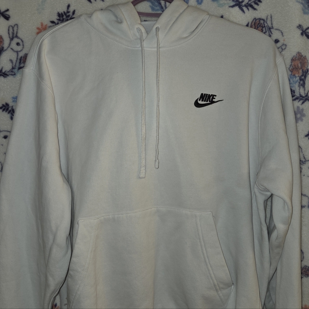 •Nike•Minimalist Logo Classic Unisex Pullover Hoodie Size Small in White
